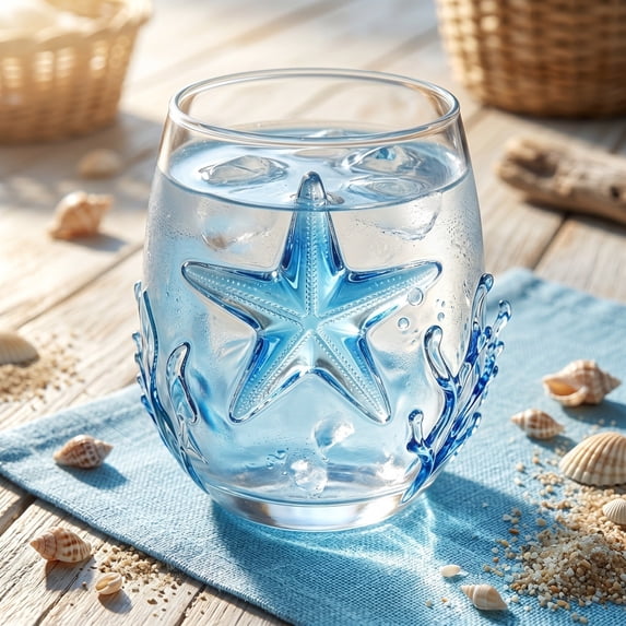 GuodhuMarine Animals Glass Tea Cup,Handcrafted Sea Animals Glass Cups Coastal Drinkware Set for Ocean Lovers Seaside Home Decor Beach Themed Gift for Marine Enthusiasts(Aj)