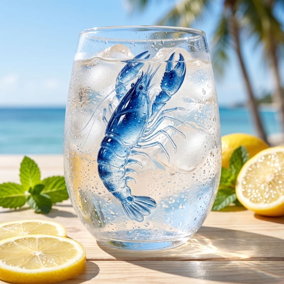 GuodhuMarine Animals Glass Tea Cup,Handcrafted Sea Animals Glass Cups Coastal Drinkware Set for Ocean Lovers Seaside Home Decor Beach Themed Gift for Marine Enthusiasts(Ai)