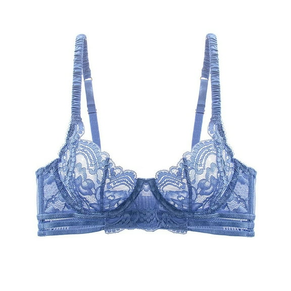 Guoeappa Women's Lace Balconette Bra Underwire Non-Padded Soft Cup Comfort Everyday Bras