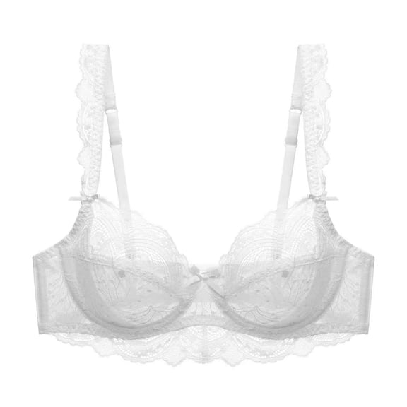 Guoeappa Women's Lace Bra Beauty Sheer Sexy Bra Non Padded Underwired Unlined Bra(White,36D)