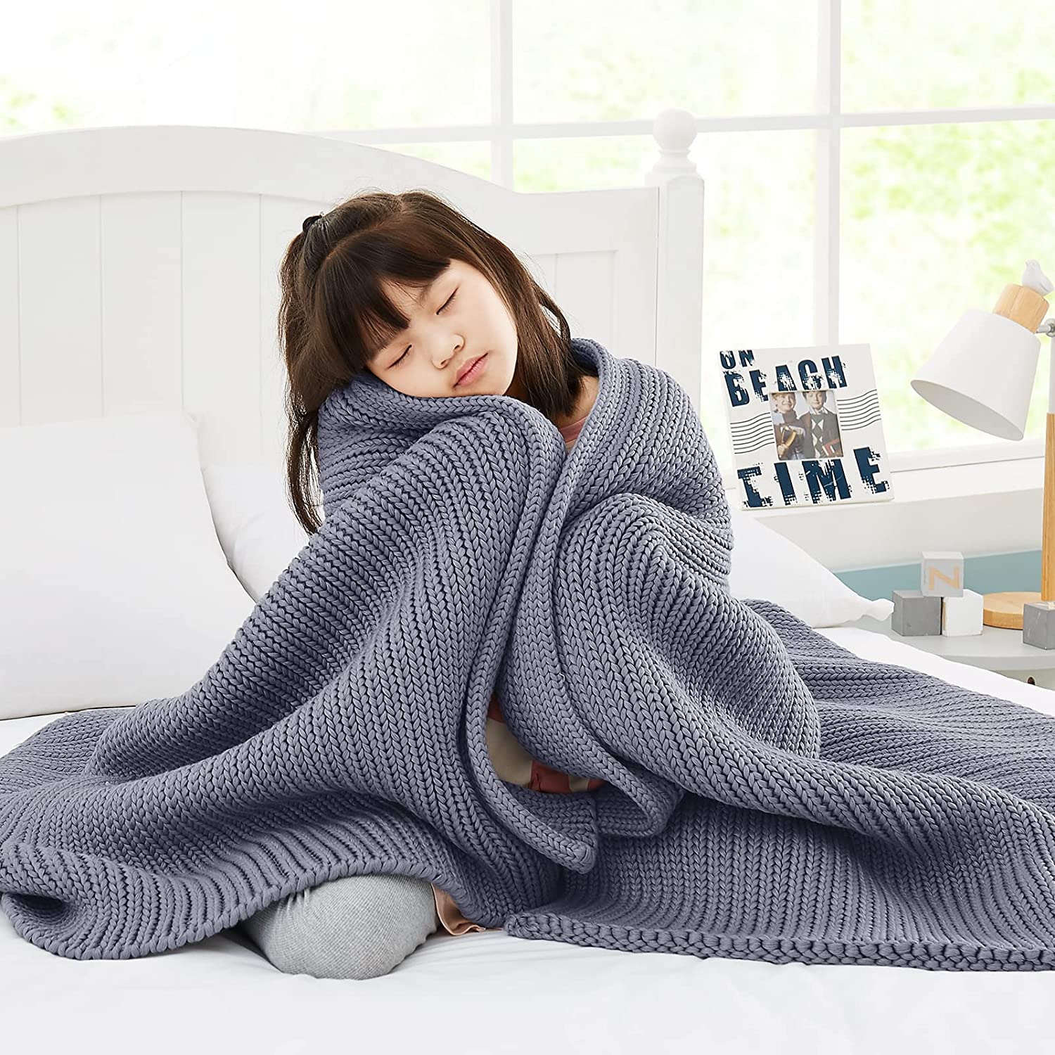 Guohaoi Knitted Weighted Blanket(Light Grey 60"x80" 15lbs) Home Décor