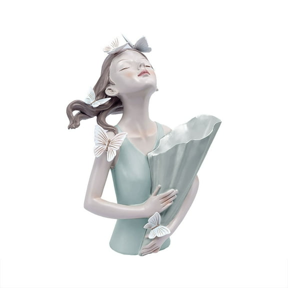 Guolarizi Clearance! Creative Resin Butterfly Girl Vase Sculpture Home Decor Room Flowers Vase Gift Green