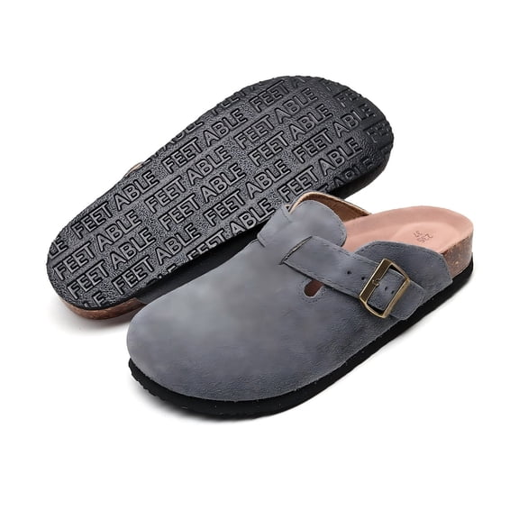 Guoluofei Women's Suede Clogs Mules Stylish Couple's Clogs for Women and Men Cow Leather with Arch Support and Cork Footbed