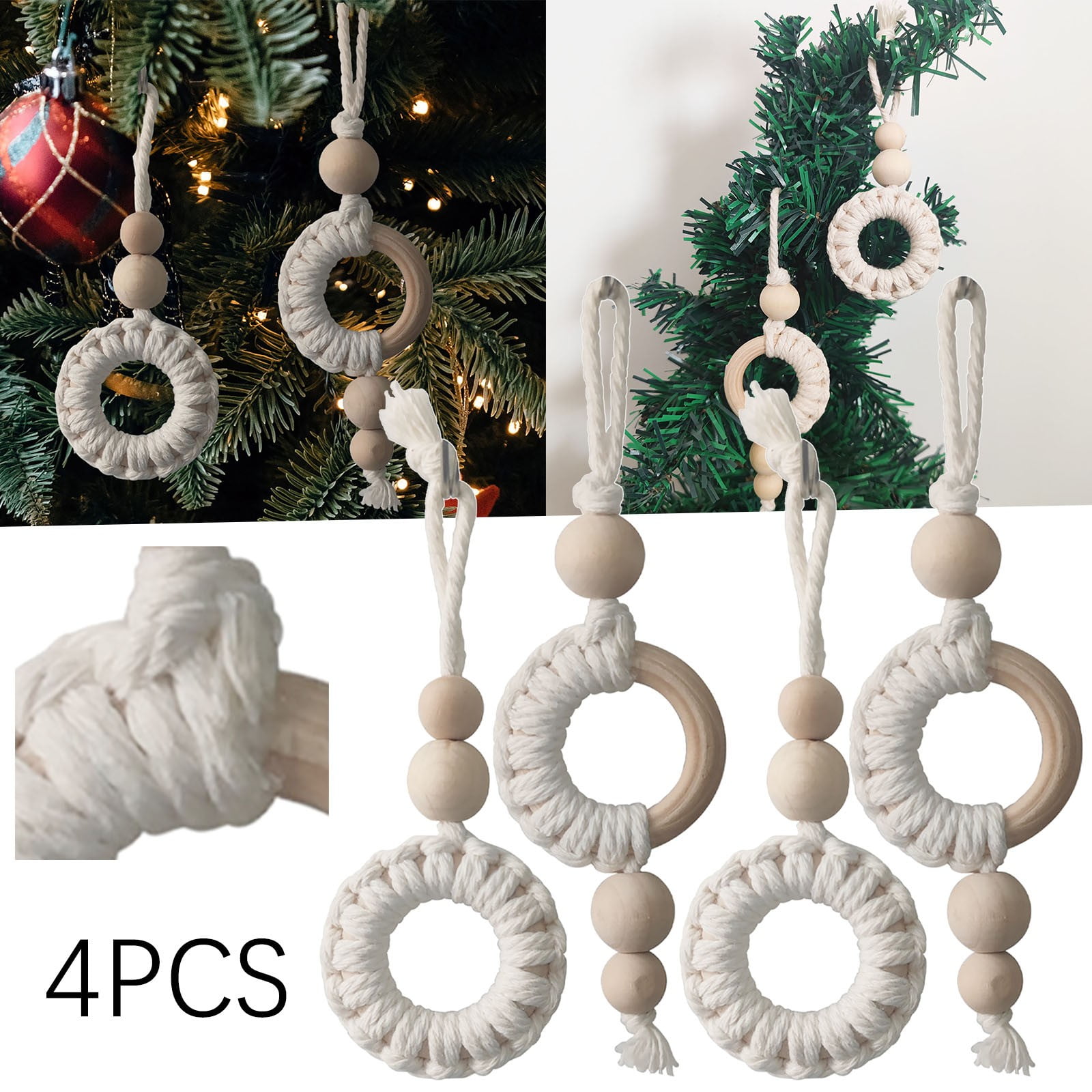 Guopo Christmas Decorations Outdoor 4Pcs Christmas Pendant Woven