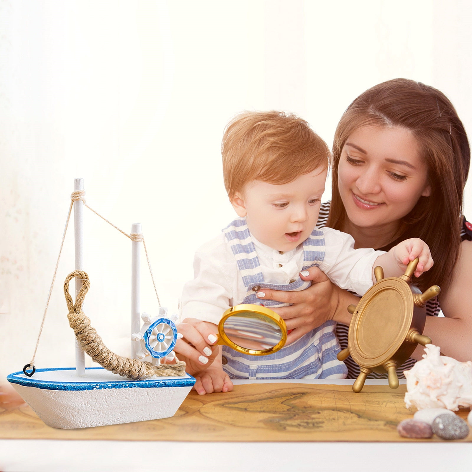 Guopo Christmas Ornaments Home Nautical Wooden Sailboat Ornament Beach ...