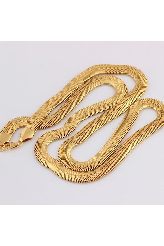 18K Gold Plated Chain Necklaces | Snake Necklaces, Super Flex Curb, For Men Women Chain Necklaces Choker, Bone inch Necklace Chain Gold 8mm