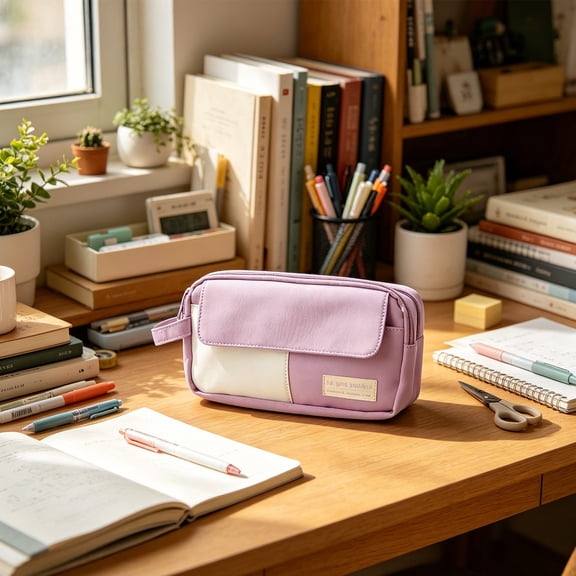 Guoxxzi Big Capacity Pencil Pen Case, Pencil Case, Large Capacity Pencil Pouch for Organisation Aesthetic Bag with Zipper Pen Case Organizer for Adults and Men, B