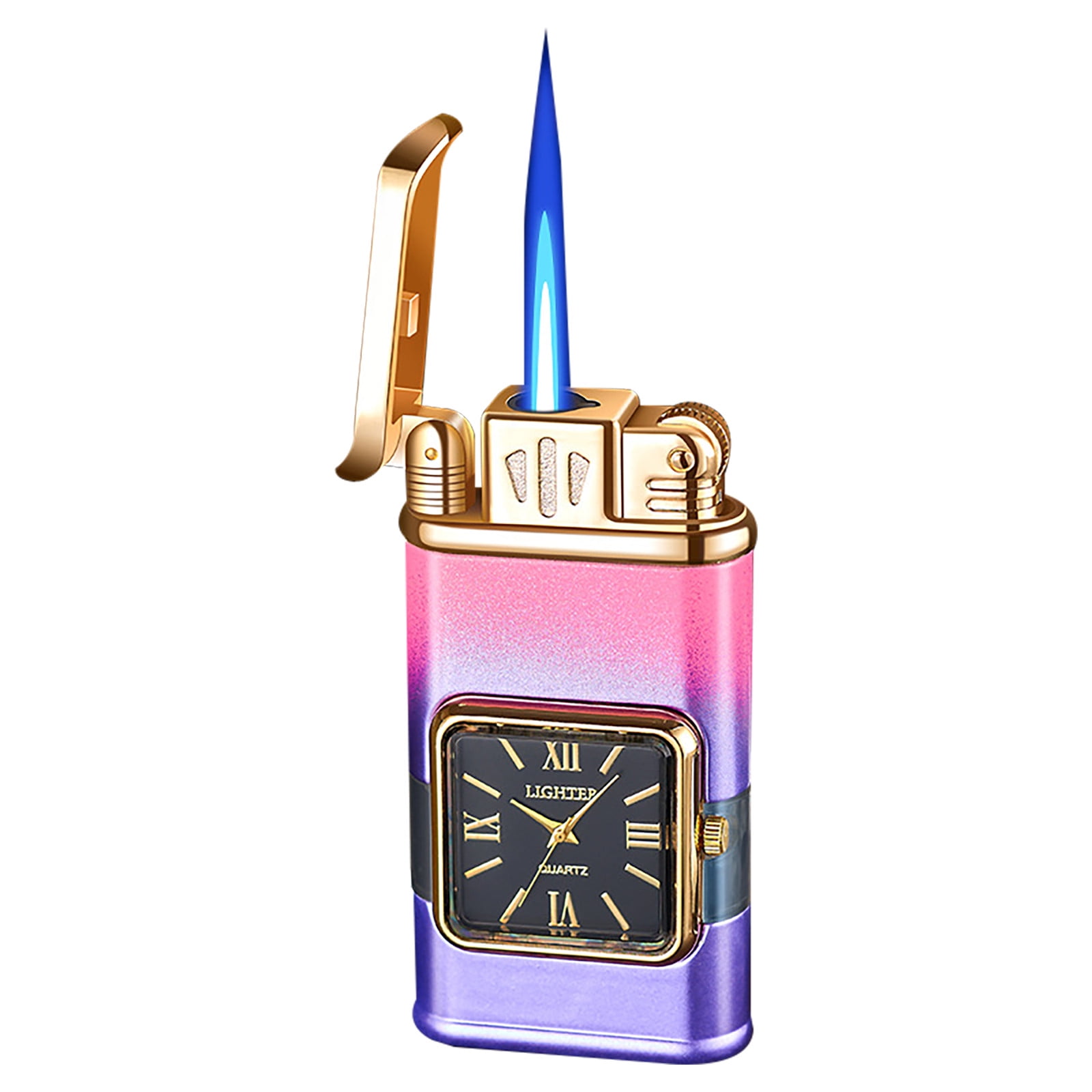 Guoxxzi Deals Metal Windproof Straight Blue Flame Inflatable Lighter