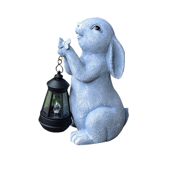 Guoxxzi Easter Decorations, Outdoor Solar Lights Easter Bunny Resin Solar Outdoor Light Household Animals Statue Ornaments Courtyard Paths Garden Balcony Decoration Lights
