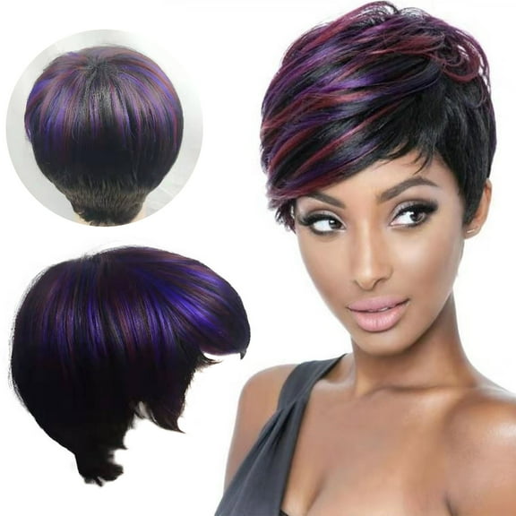 Guoxxzi European And American Wig Women's Short Straight Hair Color Selection Mechanism Chemical Fiber Wig Full Cover