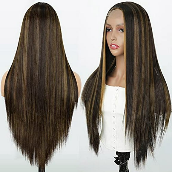 Guoxxzi Front Lace Wig Female Wigs Long Straight Chemical Fiber Wig
