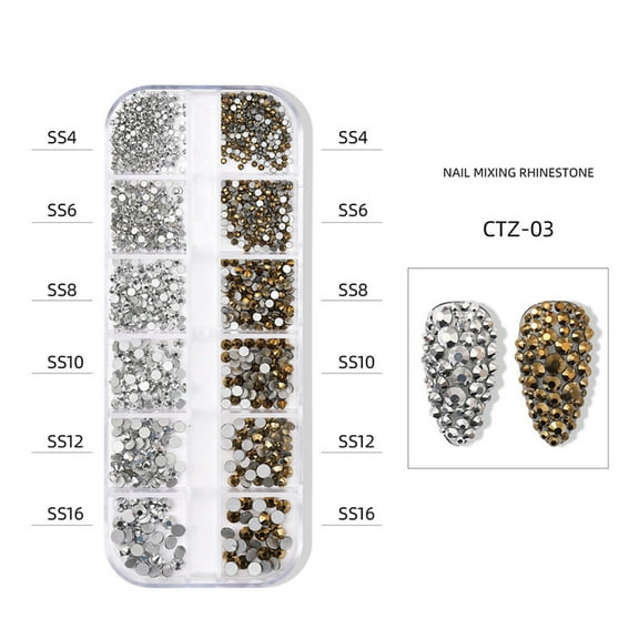 Guoxxzi Glass Nail Sticker Rhinestones, Press Medium False Nails, French Gel Nails, French Seamless Wearable Nails Removable Nail Art French Wearable Nail Art (24pcs)