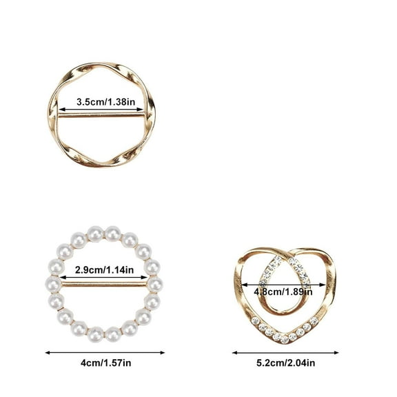 Guoxxzi Home Essentials for New Home, 3PCS Scarf Ring Clip T-shirt Ties Clips Clothes Corner Knotted Button For Women Fashion Metal Round Shirt Clip Buckle