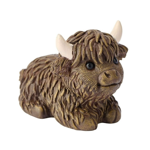 Guoxxzi Home Essentials for New Home, Cow Resin Statue Delicate Simulation Decoration Scottish Style Standing Posture/lying Posture Four Colors Optional