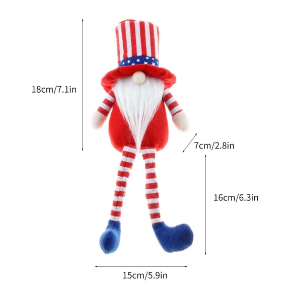 Guoxxzi Independence Day Day Long-legged Rudolph Dwarf Faceless Old Man Doll Holiday Decorations, Independence Day Decorations Dwarf Doll Home Decoration Pendant(34*15*7cm)