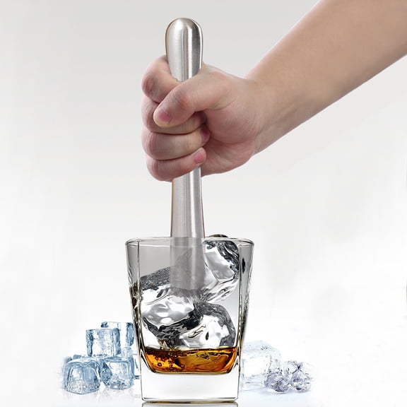 Guoxxzi Muddler for Cocktails, Stainless Steel Muddler, Long Handle Fruit Crusher Ice Crushing Stick Bar Tool for Home Bar Party, Kitchen Masher Tool