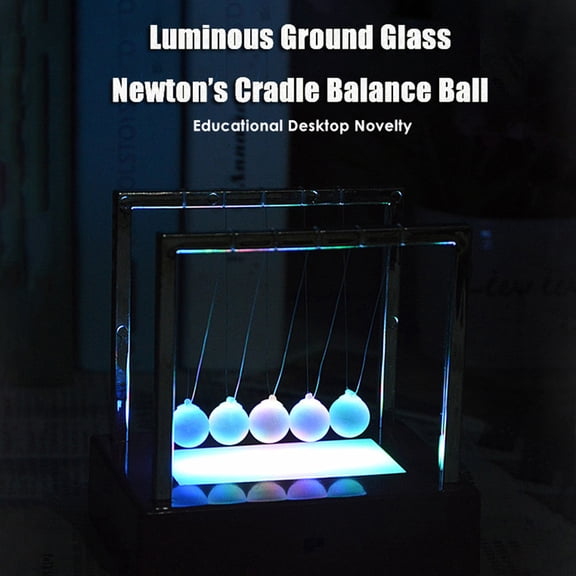 Guoxxzi Newtons Cradle Balance Balls, Science Physics Gadget, Desk Toys & Accessories, Newtons Balance Swing Ball, LED Light Up Newtons Pendulum Balls