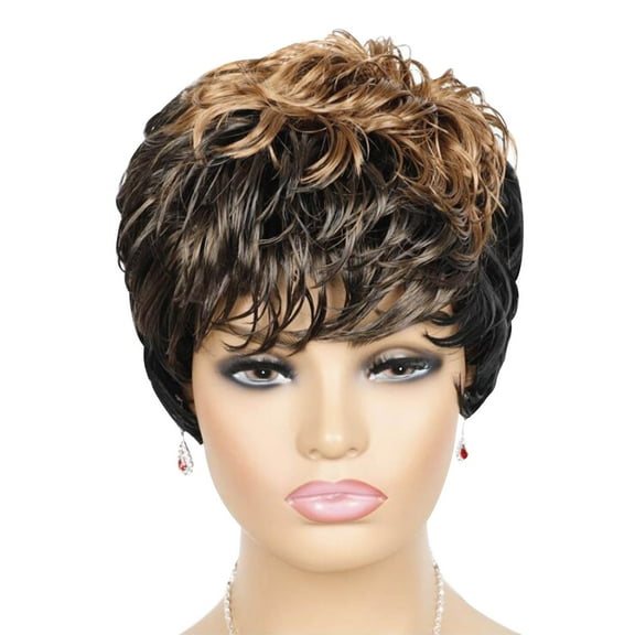 Guoxxzi Short Wig Color Bleaching And Dyeing Bangs Short Curly Hair