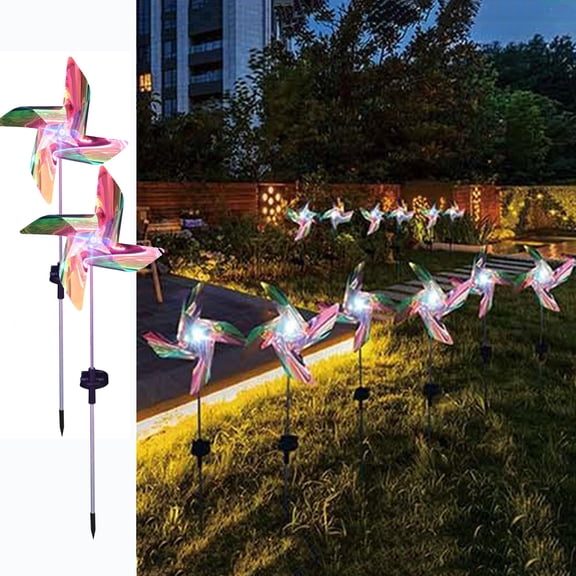 Guoxxzi Solar Outdoor Lights, Solar Pendant Lamp Windmill Solar Energy Garden Household LED Copper Outdoor Courtyard Lamp 2pcs