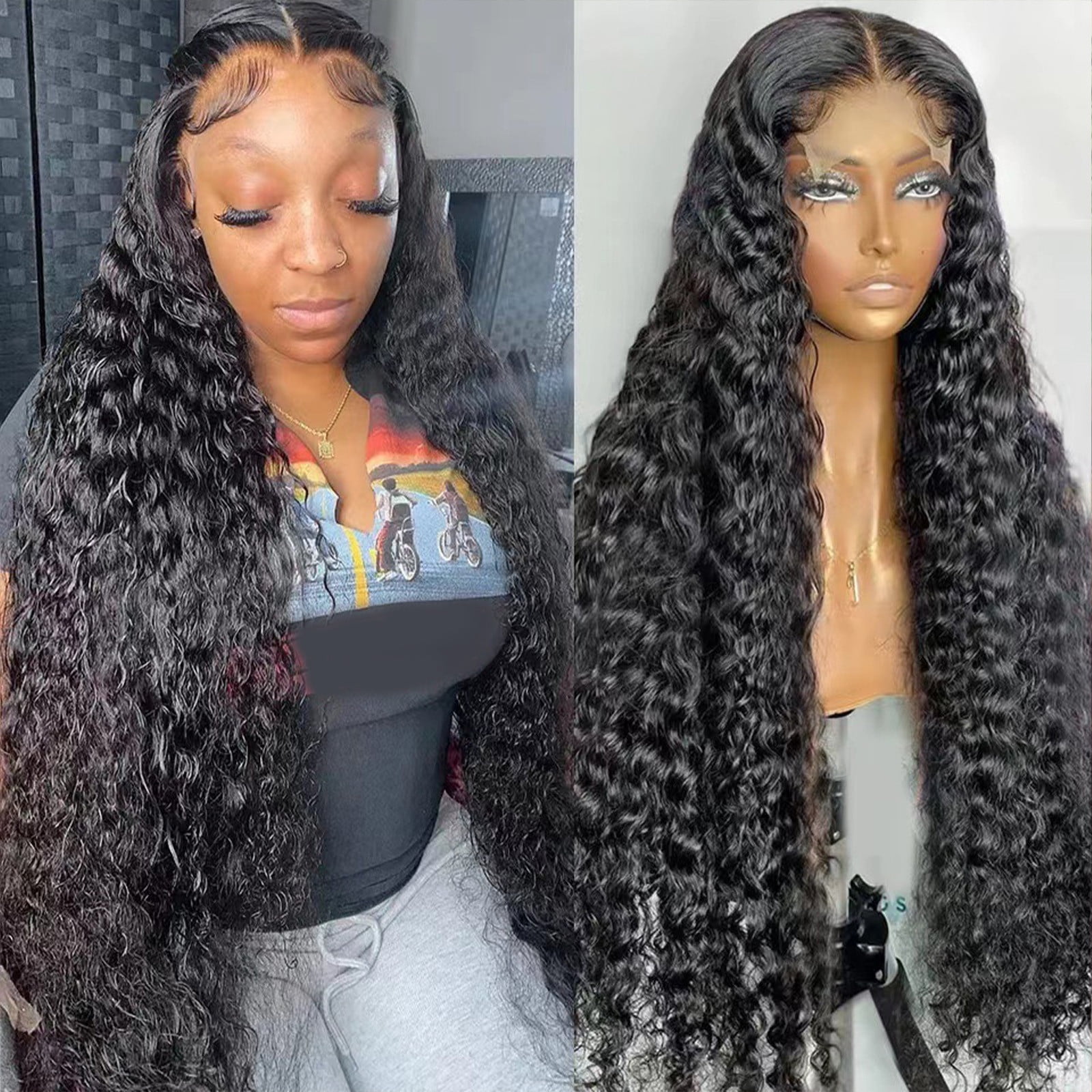 Guoxxzi 20IN Brazilian Curly Hair Wig Front Curly Hair Ladies In Long Curly Hair Wig Head Set