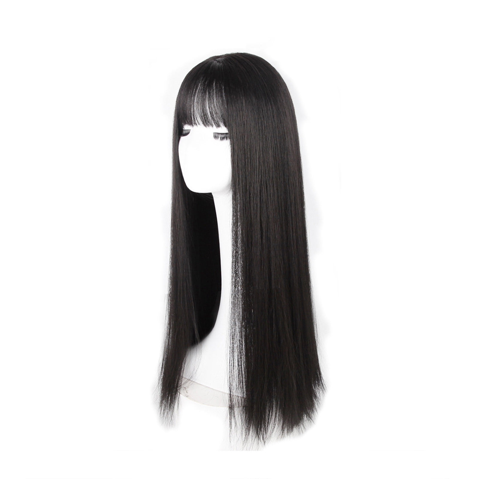 Sexy Amber Wig Long Black w/ Bangs - Human Like Hair - Pleasure Wigs main image 1