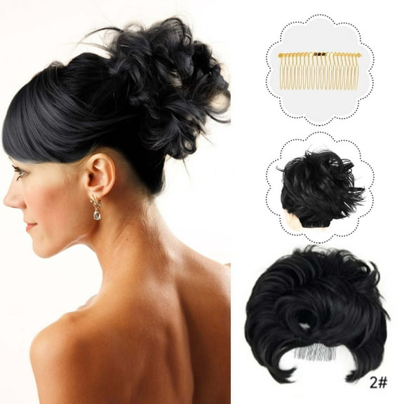 Guoxxzi Wig Piece, Messy Buns - 100% Human Hair Bun Real Scrunchies Hair Pieces, Ponytail Extensions Wavy Tousled Chignon Hairpieces for Women