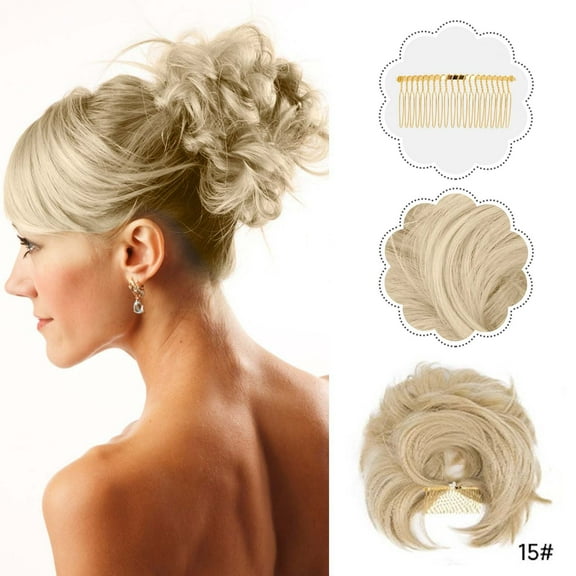 Guoxxzi Wig Piece, Messy Buns - 100% Human Hair Bun Real Scrunchies Hair Pieces, Ponytail Extensions Wavy Tousled Chignon Hairpieces for Women
