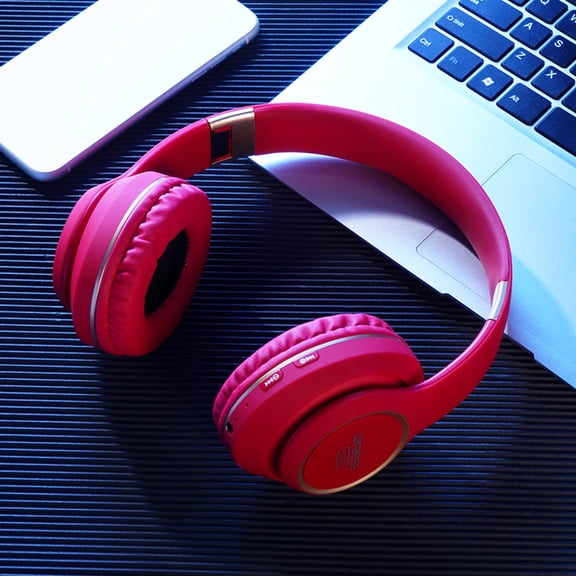 Guoxxzi Wireless Bluetooth Headphones, High Value And High Craftsmanship Headset Bluetooth Headset Wireless Call Headset Subwoofer Live 5.0 Bluetooth Headset, Red