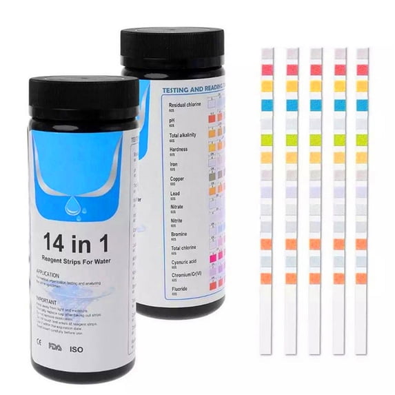 Guozer 14 In 1 Water Quality Test Paper Swimming Pool PH Test Strip Pool Test Strip Drinking Water Chemistry Test 50PCS