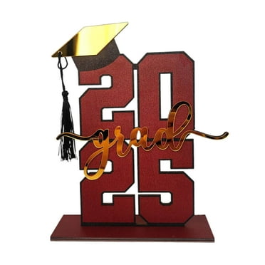 Guozer 2025 Graduation Decorations, Tabletop Arrangement for 2025 Graduation, Graduation Season Tabletop Ornament Wooden Table Centerpieces for Graduates, Tray Decor