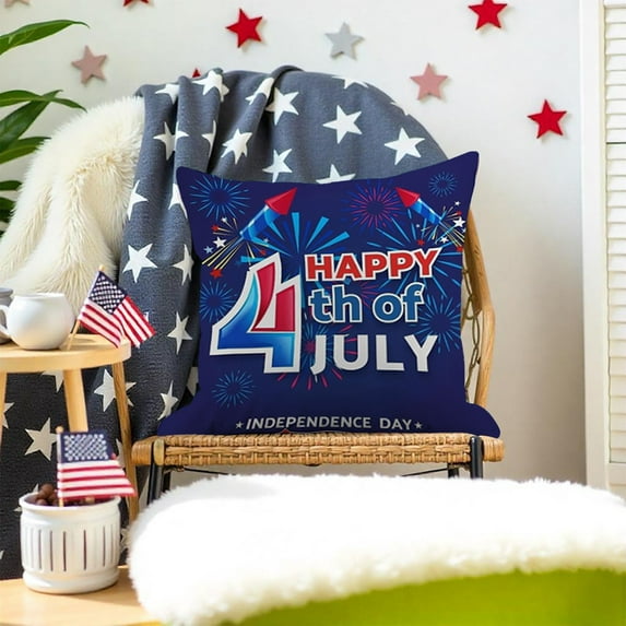 Guozer 4th of July Decorations Pillow Covers 18x18'' Independence Day Memorial Day American Flag Star Patriotic Throw Pillow Covers for Sofa Bedroom
