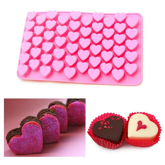 Guozer 55-Cavity Heart Molds Heart Ice-cube Tray Chocolate Molds Silicone Molds for Stuffed Bar, Homemade Desserts