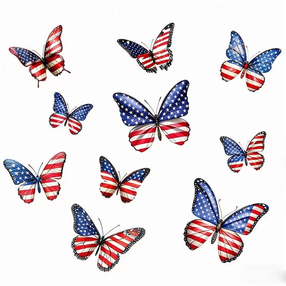 Guozer American Independence Day Stickers，10Pcs Party Butterfly Decoration Stickers Static Window Stickers