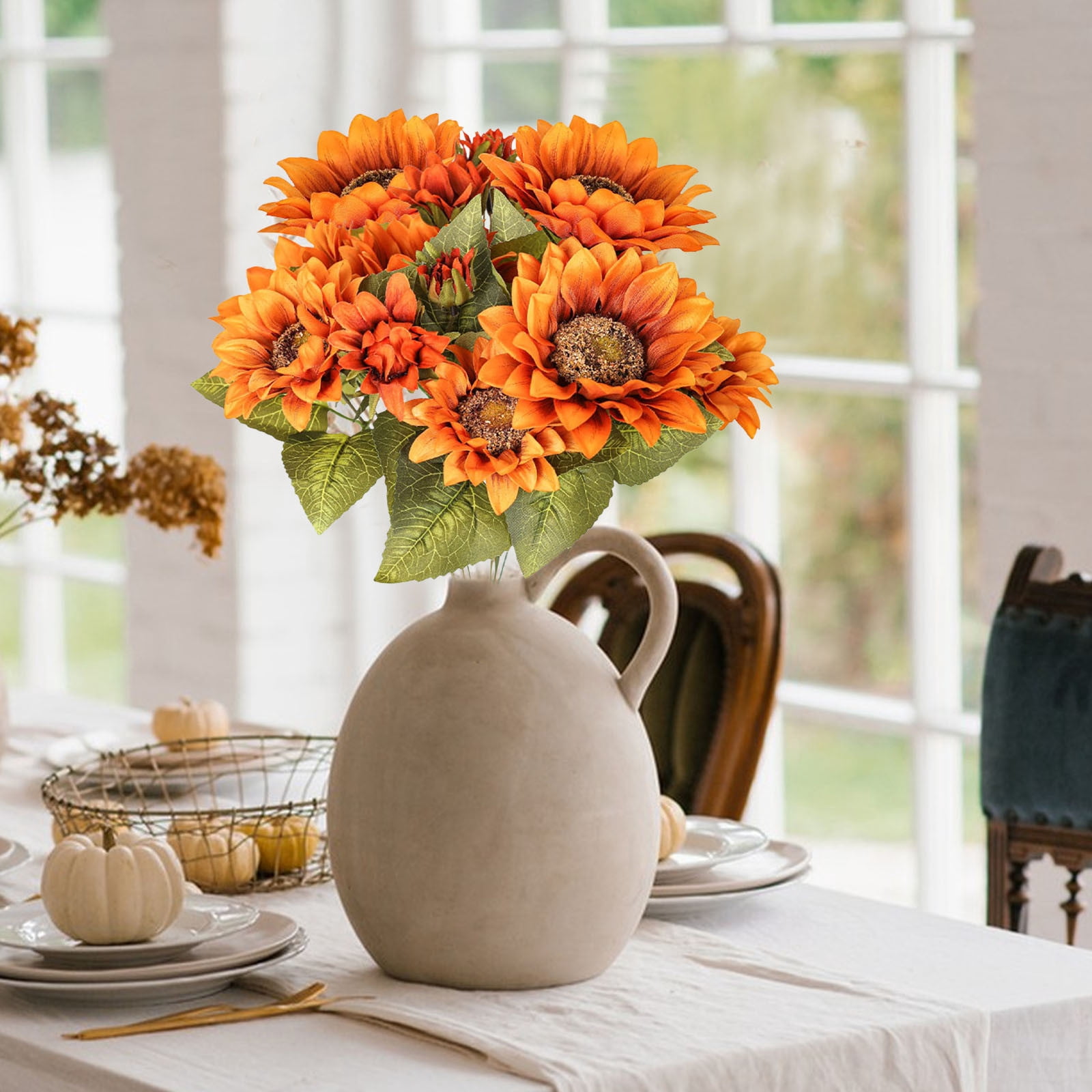Guozer Artificial Flowers for Outdoors Sunflower Branch for Tabletop ...