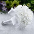 thumbnail image 1 of Guozer Bride Bouquets for Wedding Artificial Foam White Roses Bouquet, 1 of 4