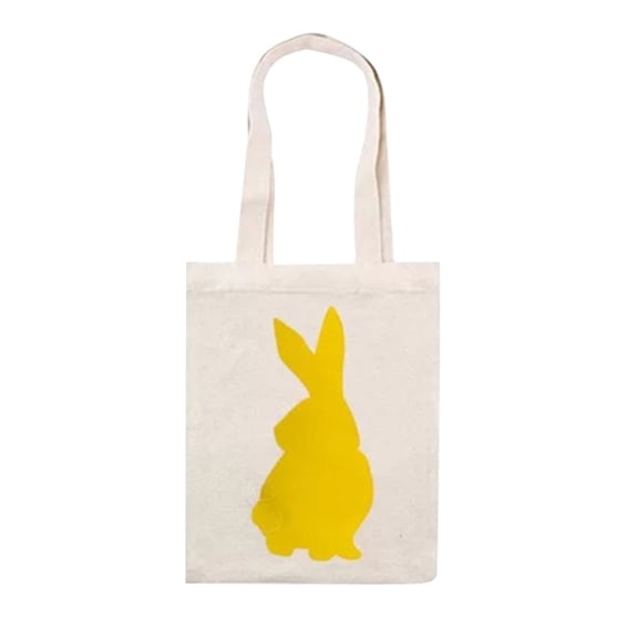 Guozer Canvas Tote Bag Easter Baskets for Kid Plush Basket for Eggs Hunting Personalized Candy Egg Easter Goodie Bags with Handle Rabbits Bucket Tote for Easter