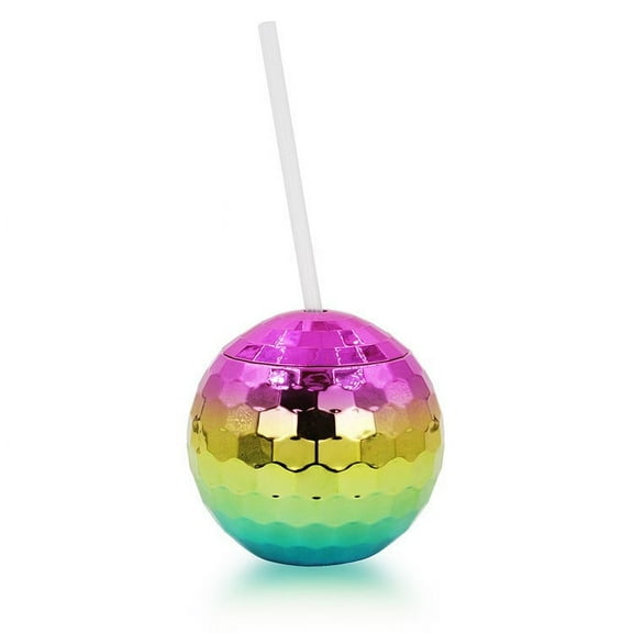 Guozer 1970's Disco Ball Drink Cup With Straw, Suitable For Metal Shiny Foil Color Graduation Anniversary Party Straw Cup Tableware