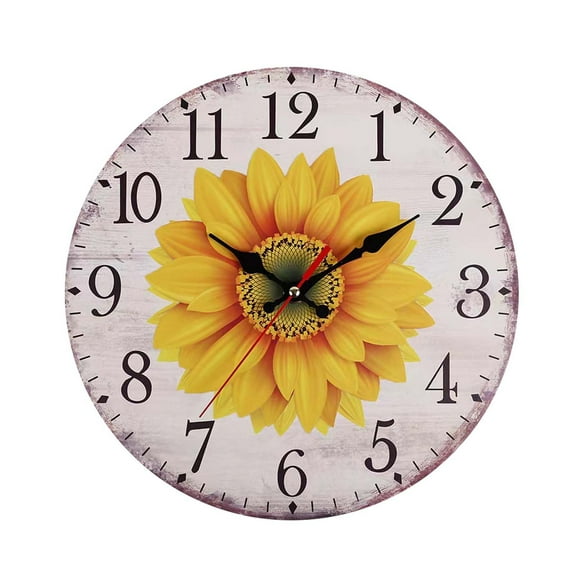 Guozer 30cm European Retro Rustic Sunflower Wall Clock Home Living Room Decoration Wall Clock