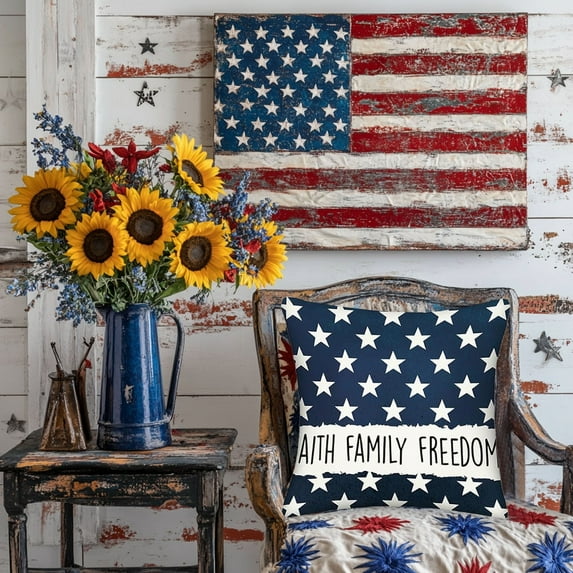 Guozer 4th of July Decorations Patriotic Pillow Covers Independence Day Memorial Day American Flag Throw Pillow Covers for Sofa Bedroom