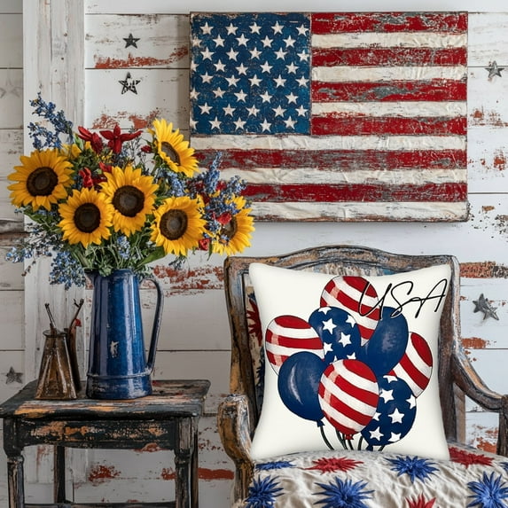 Guozer Clearance ! 4th of July Decorations Patriotic Pillow Covers Independence Day Memorial Day American Flag Throw Pillow Covers for Sofa Bedroom