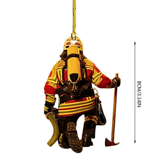 Guozer Christmas Firefighter Ornaments Personalized Fireman Acrylic Ornament Double Print Hanging Pendant For Christmas Tree Car Rearview Mirror Unique Firefighter Xma