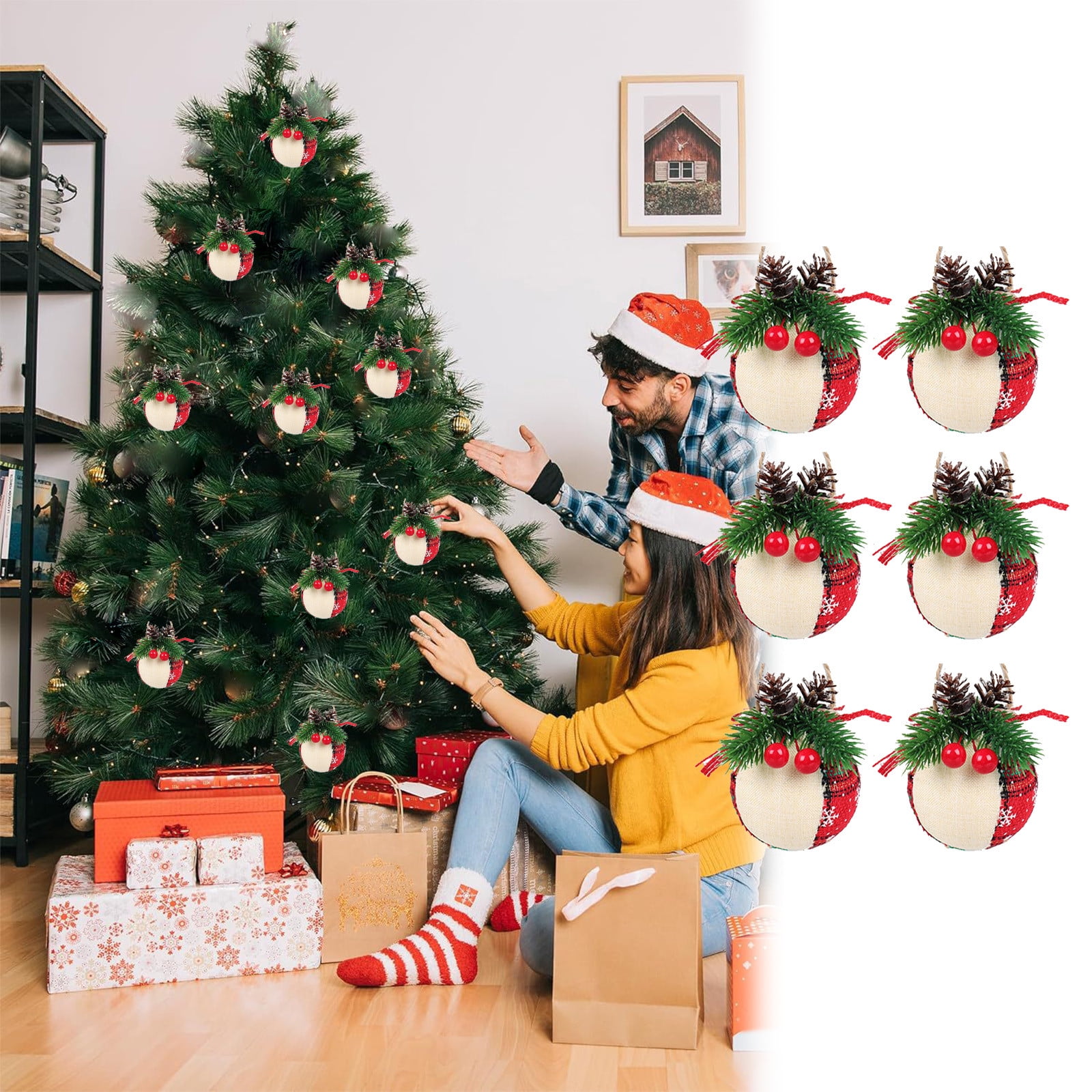 Guozer Clearance Colorful Plastic Christmas Ornaments 6PCS Christmas