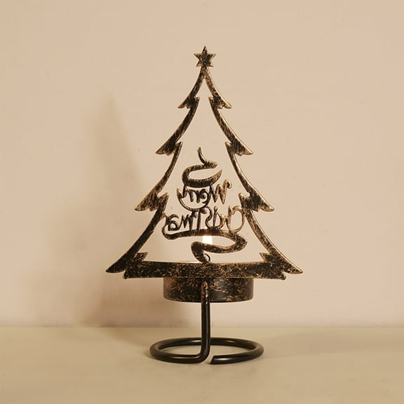Guozer Cristmas Tree Tealight Candle Holders, Metal Christmas Tree Candle For Christmas Home Party Table Mantel Decorations