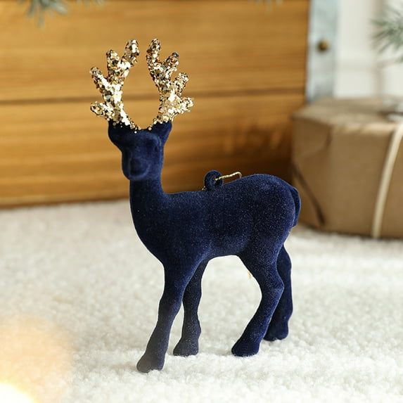 Guozer Deer Christmas Tree Decoration Glitter Figures Statue Miniature Gift Hanging Ornaments For Party Garden Holiday Photography Prop Home Decor