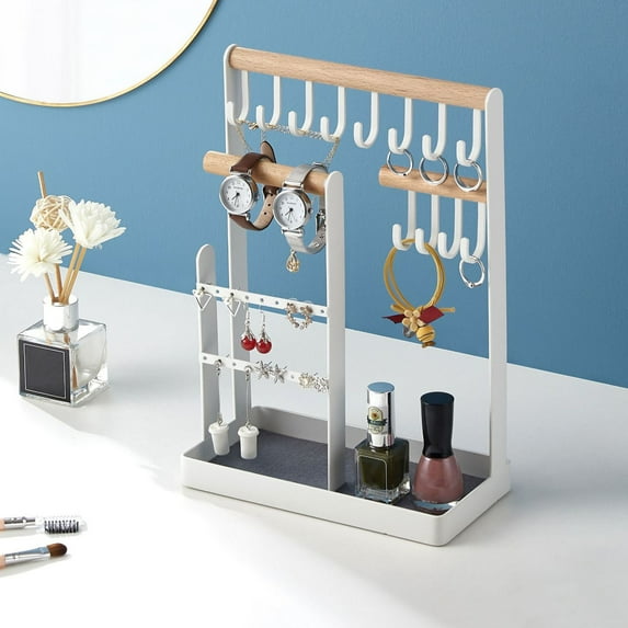 Guozer Ear Ring Holder 1PCS 4-Tier Jewelry Storage Rack with 10 Hooks Hanging Jewelry Display Stand for Home, Rental, Dormitory, Office