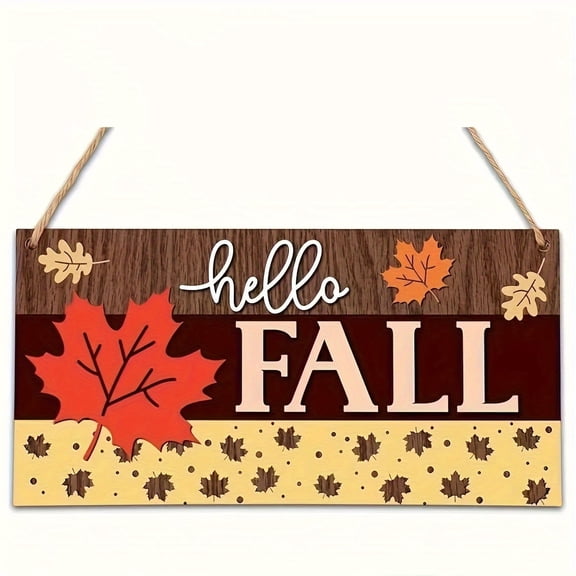 Guozer Fall Signs 1PCS Fall Door Sign Thanksgiving Wooden Hanging Rectangle Decorative Plaque Fall Welcome Sign for Stairs, Front Door, Living Room, Bedroom, Office, Garden, Balcony