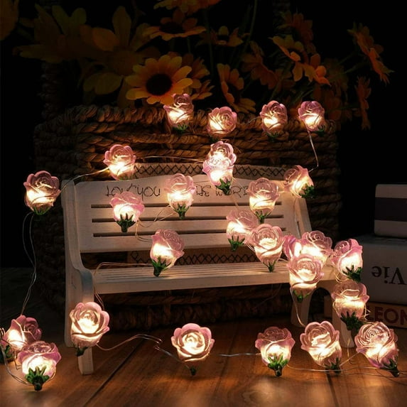 Guozer Flower String Lights Rose String Lights for Bedroom Glowing Decorations for Teenage Girls