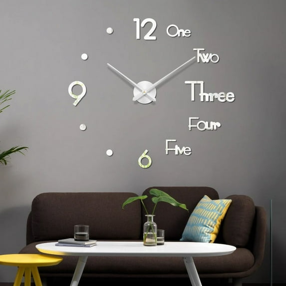 Guozer Frameless DIY Wall Mute Clock Mirror Sticker Home Office Decor