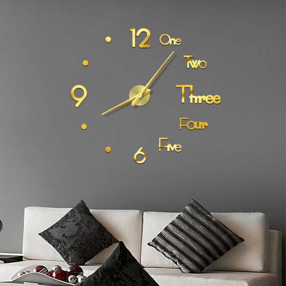 Guozer Frameless DIY Wall Mute Clock Mirror Sticker Home Office Decor