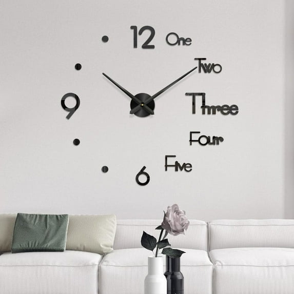 Guozer Frameless DIY Wall Mute Clock Mirror Sticker Home Office Decor